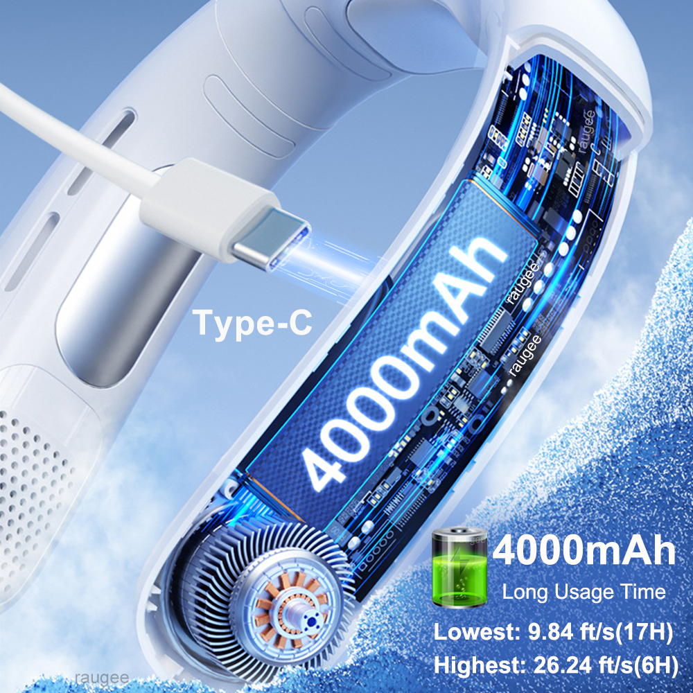 Ventilador de cuello portátil sin aspas con pantalla LED: dispositivo de refrigeración portátil recargable
