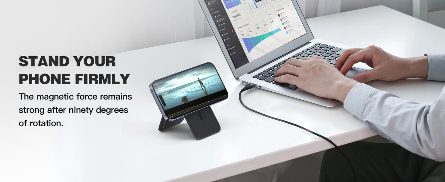 Minisopuru Magnetic Wallet Phone Stand for iPhone16 15 14 12 Lightweight MagSafe Phone Card Stand Leather Magnetic Card Holder