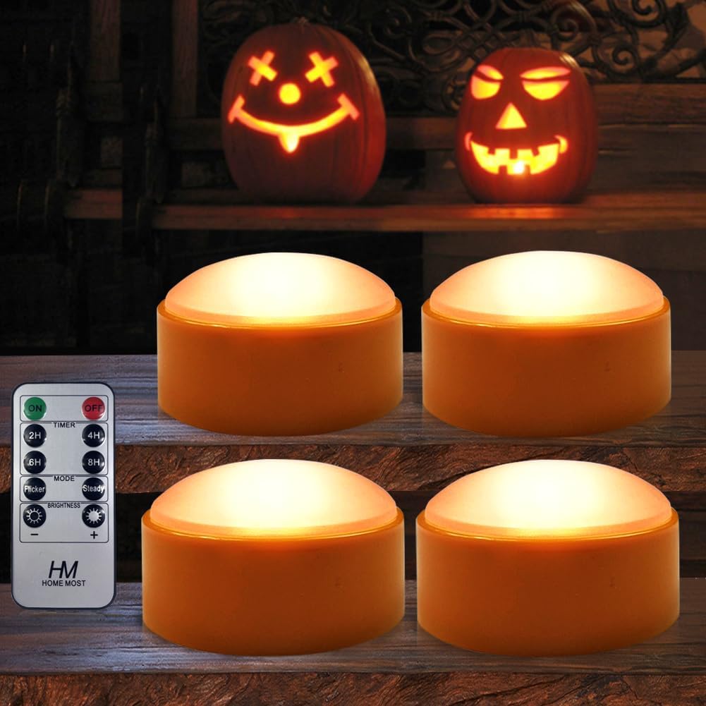 2-Pack Halloween Pumpkin Lights with Remote/Timer - Orange Pumpkin Lights LED Battery Operated Halloween Decor - Jack-O-Lantern Outdoor Decorations
