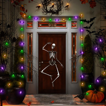 16FT Halloween String Lights – 30 LED Waterproof 3D Pumpkin, Bat & Ghost, Battery Operated with Timer