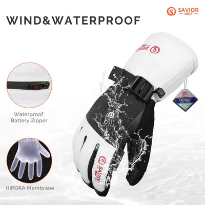 SAVIOR HEAT Heated Ski Gloves 2.0 For Men Women with 7.4V 3000mAh Fast Charging