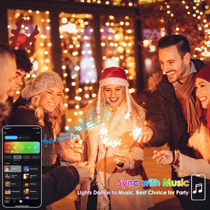 Smart Color-Changing RGB LED String Lights – 66ft, 200 LEDs, Remote & App Control, Timer, Music Sync
