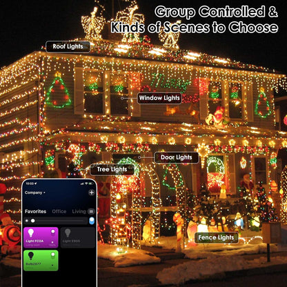 Smart Color-Changing RGB LED String Lights – 66ft, 200 LEDs, Remote & App Control, Timer, Music Sync