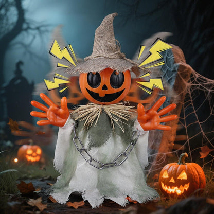 Prsildan 16″ Animatronic Walking Pumpkin Ghost – Sound & Touch Activated Halloween Prop for Indoor/Outdoor Decor