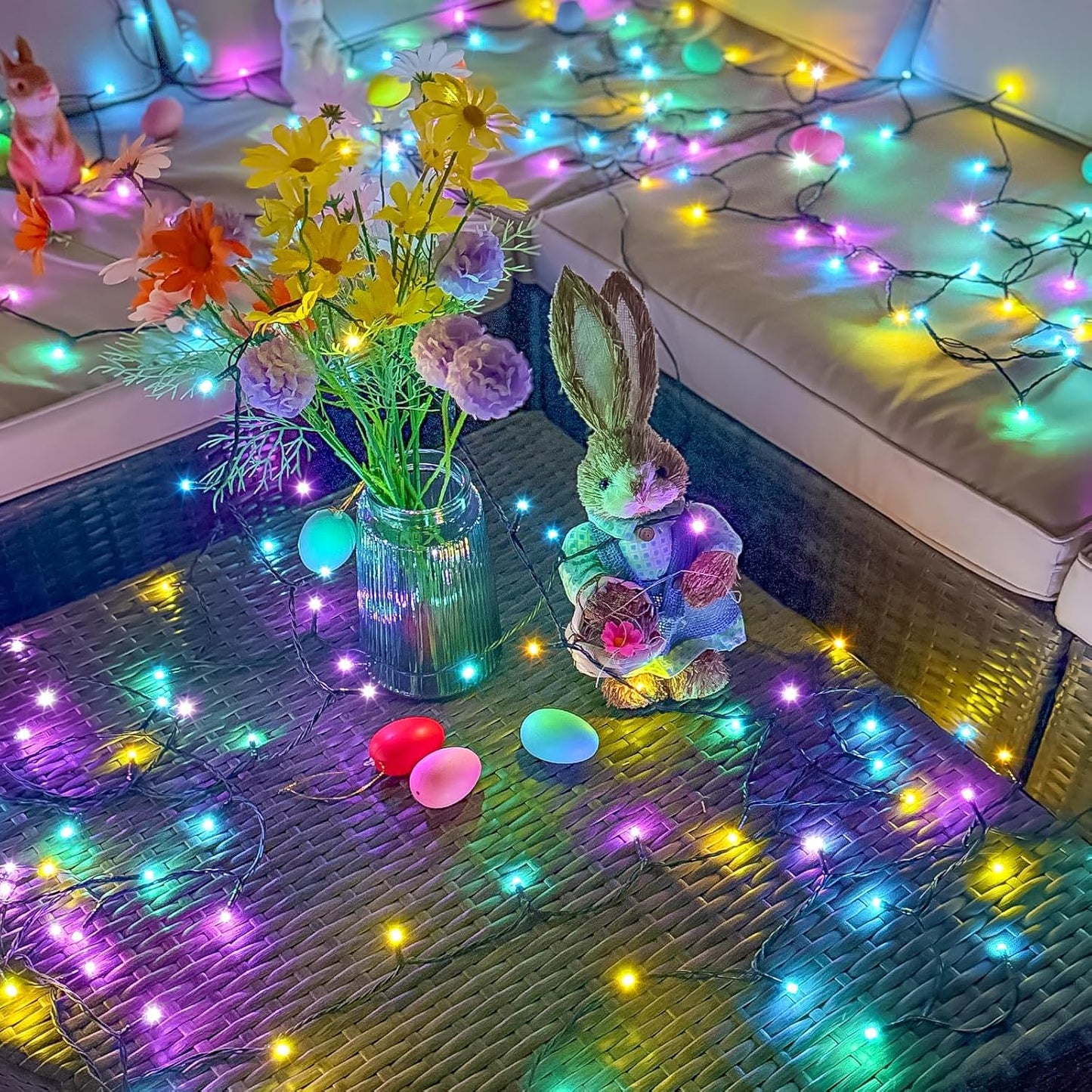 Smart Color-Changing RGB LED String Lights – 66ft, 200 LEDs, Remote & App Control, Timer, Music Sync